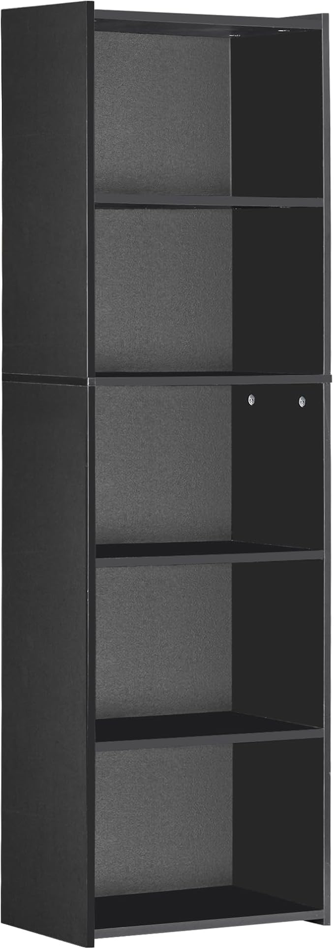 5 Tier Open Bookshelf, 52 Inch Bookcase Storage Rack for CDs Movies Book, Freestanding Wood Open Bookshelf for Living Room Bedroom Study Office, Black