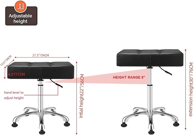 Kaleurrier Heavy Duty Stools with Bell Glides Backless Height Adjustable Stool - Swivel Stool Chair for Counter Bar Office Lab Home Kitchen Lab Clinic Dentist Classroom (Stationary Casters, Black)