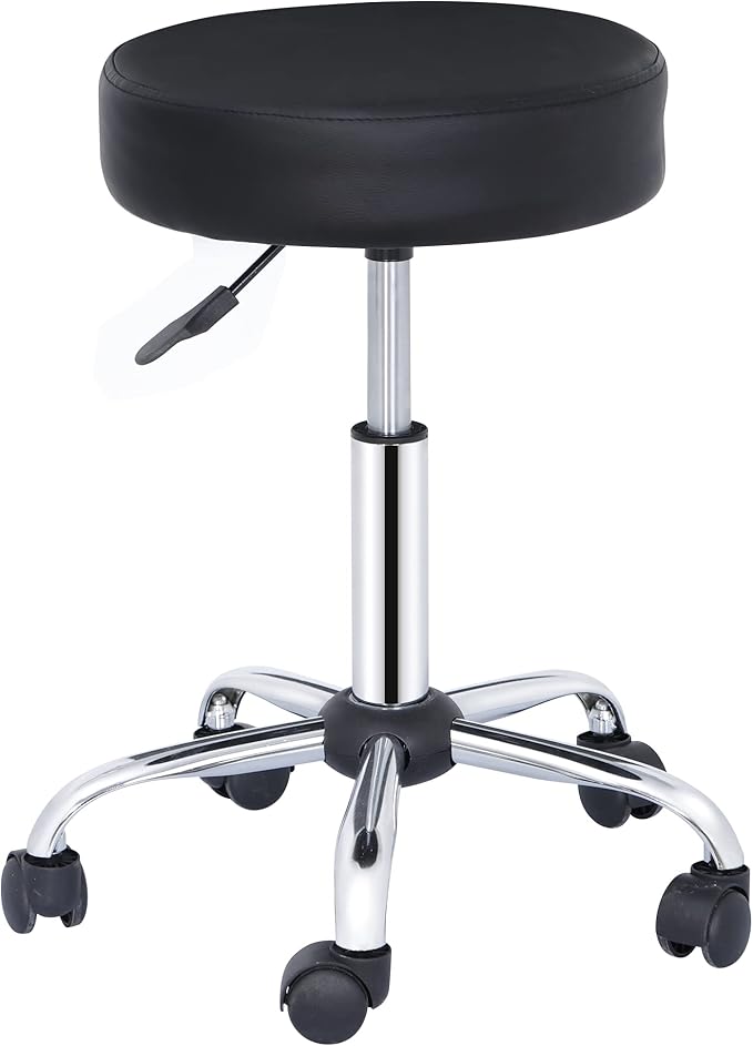 ZENY Adjustable Round Rolling Stool with Wheels, Drafting Stool Chair for Salon Spa Tattoo Home Office Medical Massage Work