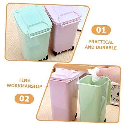 Holibanna Mini Desktop Trash Can Pen Holder Slim Garbage Can Lid Small Bin for Bedroom