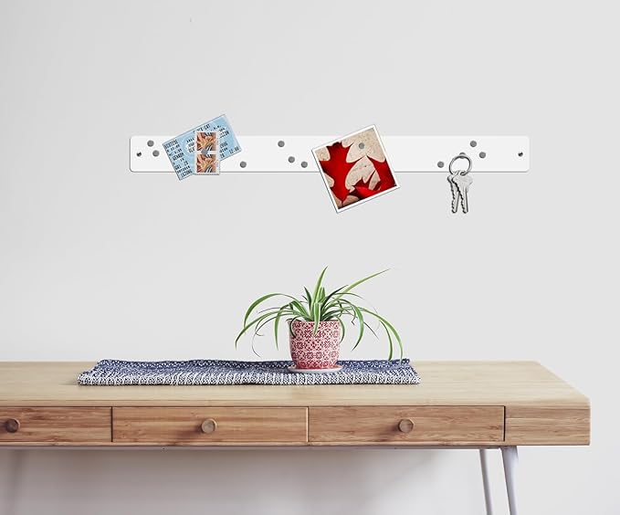 Three by Three Seattle Large Magnetic Strip Bulletin Board (3-Pack) – 28″ × 2.5″ Metal Magnetic Display Board with 12 Neodymium Magnets Each (White)