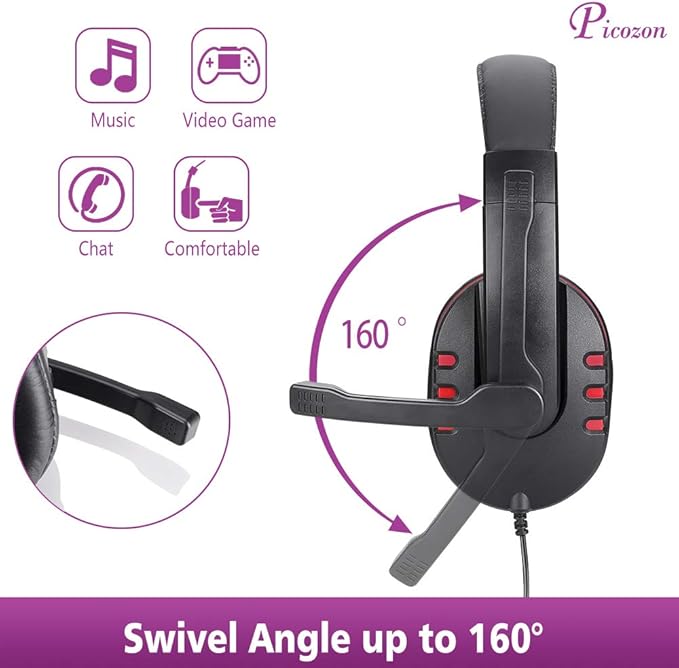 Picozon USB Gaming Headset Headphone with Microphone for PS4, PS5, Multi-Device Gaming
