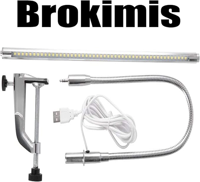 Brokimis Desk Light with Clamp, USB LED 8W Clip Nail Desk Lamp Eye Care Flexible Gooseneck 360° Clamp Light for Manicure Reading Eyebrow Office Tattoo