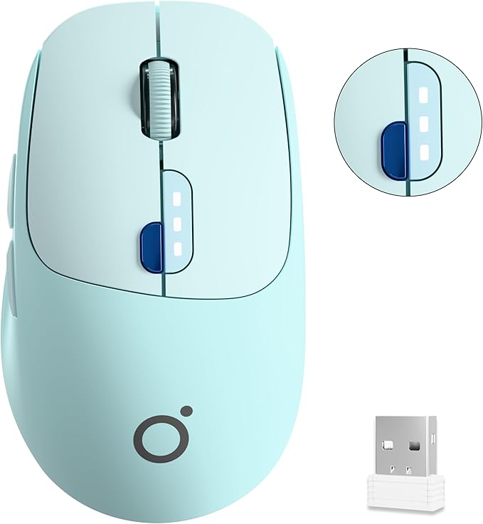SEUNKWANG EWEADN Q5 Wireless Mouse, Bluetooth & 2.4G Quiet Computer Mouses with Battery Level Display, 1600 DPI, Ergonomic Office Mouse, 6 Button Portable Cute Computer Mouse for Laptop/PC/Mac - Blue