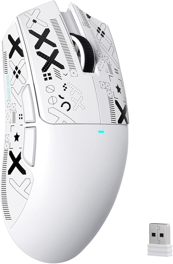 MAMBASNAKE Attack Shark X11SE Lightweight Wireless Gaming Mouse, Tri-Mode 2.4G/USB-C Wired/BT, 22K DPI, PAW3311 Optical Sensor, 59g, 5 Programmable Buttons, 300mAh Battery for PC/Mac((White-Griptape)