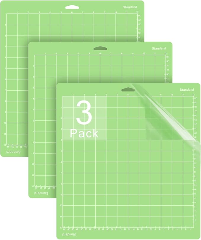 Gwybkq Cutting Mat 12x12 Inch 3 Mats, Compatible With Cricut Explore Air 2/Maker/Maker 4 Adhesive Sticky Standard Green Grip Cutting Mats Replacement Accessories for Crafts, DIY Gifts