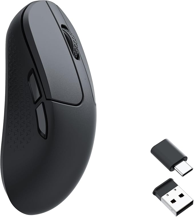 Keychron M3 Mini Wireless Optical Mouse, Bluetooth 5.1/2.4 GHz/Wired Gaming Mouse, Programmable PixArt 3395 Sensor with up to 26,000 DPI/ 650 IPS, Lightweight Ergonomic for Windows Mac Linux - Black