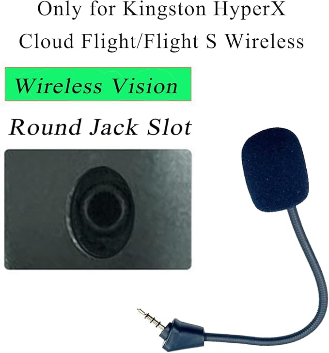 Replacement Game Microphone for Kingston HyperX Cloud 2 II Wireless Gaming Headset, PS5 Xbox Series X/S PS3 PC Noise Cancelling Mic, 3.5 mm Jack (Wireless Version)
