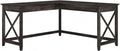 Bush Home Key West 60W Modern Farmhouse L Shaped Desk in Dark Gray Hickory, 60-Inch Corner Computer Table for Home Office Workspace