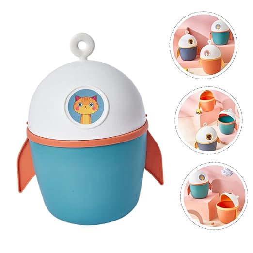 SOLUSTRE Top Trash Can Mini Cartoon Waste Paper Container for Desk Random Color Small Size Lightweight for Home and Office Use