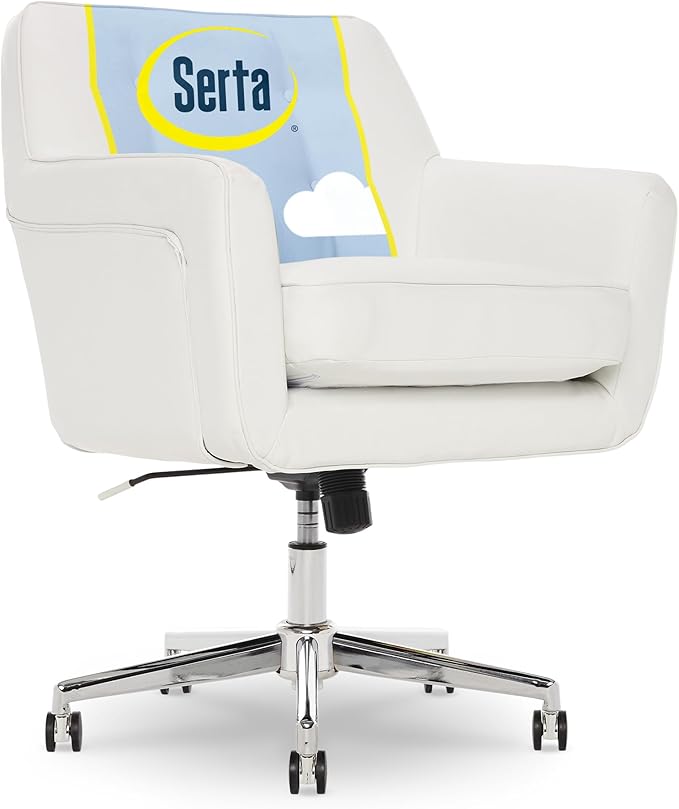 Serta Ashland Home Office Desk Chair with Button Tufted Mid-Back, Memory Foam Cushion, Modern Vanity Armchair