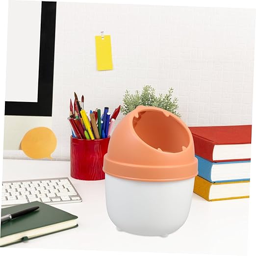 ARTIBETTER Cute Small Trash Can Lid Kawaii Dinosaur Design Desktop Waste Bin for Home Office Bathroom and Bedroom Compact -preventing Waste Holder for Small Spaces
