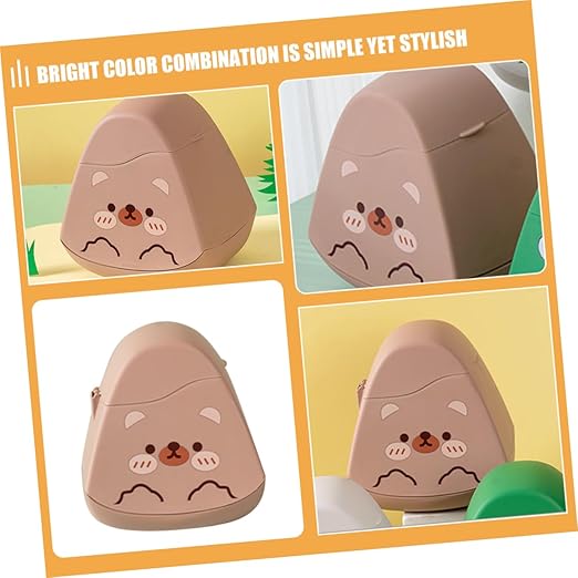PRETYZOOM Adorable Mini Desk Trash Can Lid Cute Garbage Bin for Home Office Kitchen and Bedroom Space-Saving Waste Basket for Easy Use and Cleaning