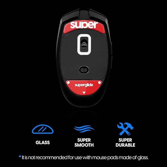 Superglide2 - New Controllable Speed Textured Surface Smoothest Mouse Feet/Glides Made with Ultra Strong Glass Smooth and Durable Sole for Razer Orochi v2 (Type-C, Red)