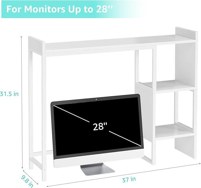 Desk Shelf for Top of Desk Hutch Top Only Desktop Bookshelf Organizer 38.6" Shelves for Computer Dorm