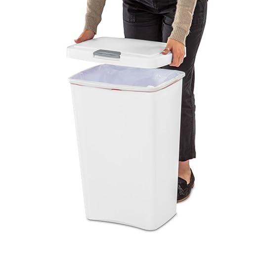 Sterilite 13 Gallon TouchTop Wastebasket Trash Can Garbage Recycle Bin with Titanium Latch for Kitchen, Garage, Basement, or Office, White (4 Pack)