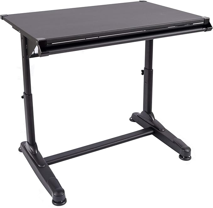 Stand Up Desk Store Adjustable Height and Angle Drafting Table Drawing Desk with Large Surface (Black Frame/Black Top, 40" W X 26" D)