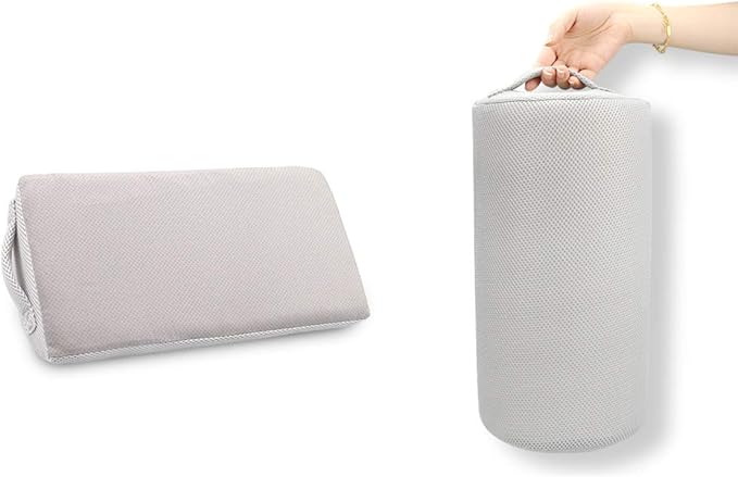 Ergonomic Memory Foam Footrest for Relieving Foot Sole, Ankle, Shank - Grayish-White Net Cloth