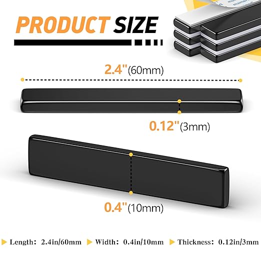 FINDMAG 12 Pack Neodymium Bar Magnets, Powerful Permanent Rare Earth Magnet Bars with Double-Sided Adhesive - 60 x 10 x 3 mm