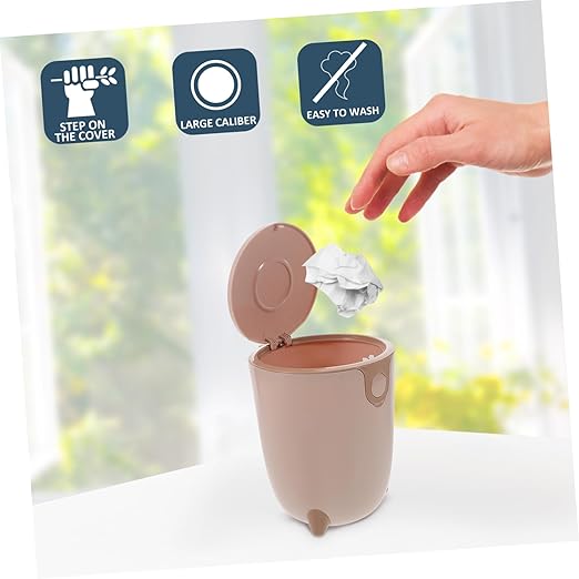Zerodeko Bedroom Wastebasket Small Kitchen Trash Can Lid Desk Trash Can Mini Garbage Bin