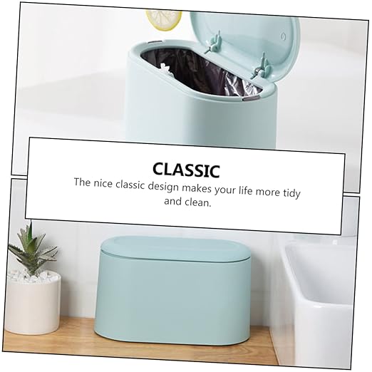 Unomor Slim Desktop Press Trash Can Kitchen Garbage Bin for Tabletop Office Dorm Mini Trash Can Ejection Cover Cute Fashionable Design Easy to Use