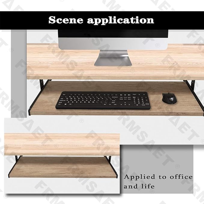 FRMSAET Furniture Accessories Office Product Desk Suits Hardware 20/24/30 inches Keyboard Drawer Tray Wood Holder Under Desk Adjustable Height Platform. (24 inches, Burlywood)