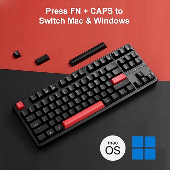 Keychron C3 Pro QMK/VIA Custom Mechanical Keyboard, 8000 Polling Rate Hot Swappable Programmable 87 Keys Compact TKL Layout Gasket Mount, RGB Backlight Wired Gaming Keyboard with Super Red Switches