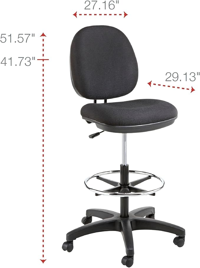 Alera Interval Series Swivel Task Stool, 100% Acrylic, Black