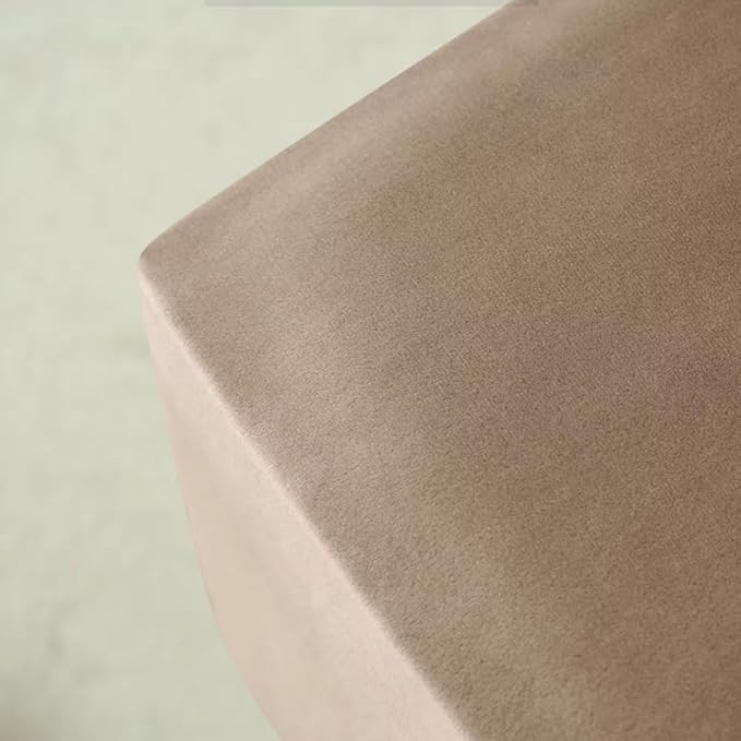 Ottoman Cover Square Velvet Ottoman Covers Protector for Footrest Foot Stool Furniture Stretch Comfortable with Elastic Bottom Small Camel