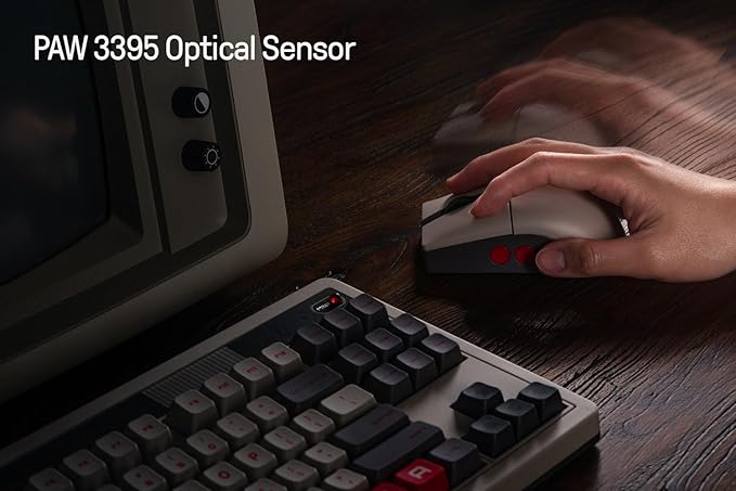 8Bitdo Retro R8 Mouse with Charging Dock, PAW 3395 Optical Sensor DPI 26K, 4K Polling Rate, Programmable Buttons, Kailh Sword GM X Micro Switches, Ambidextrous - N Edition