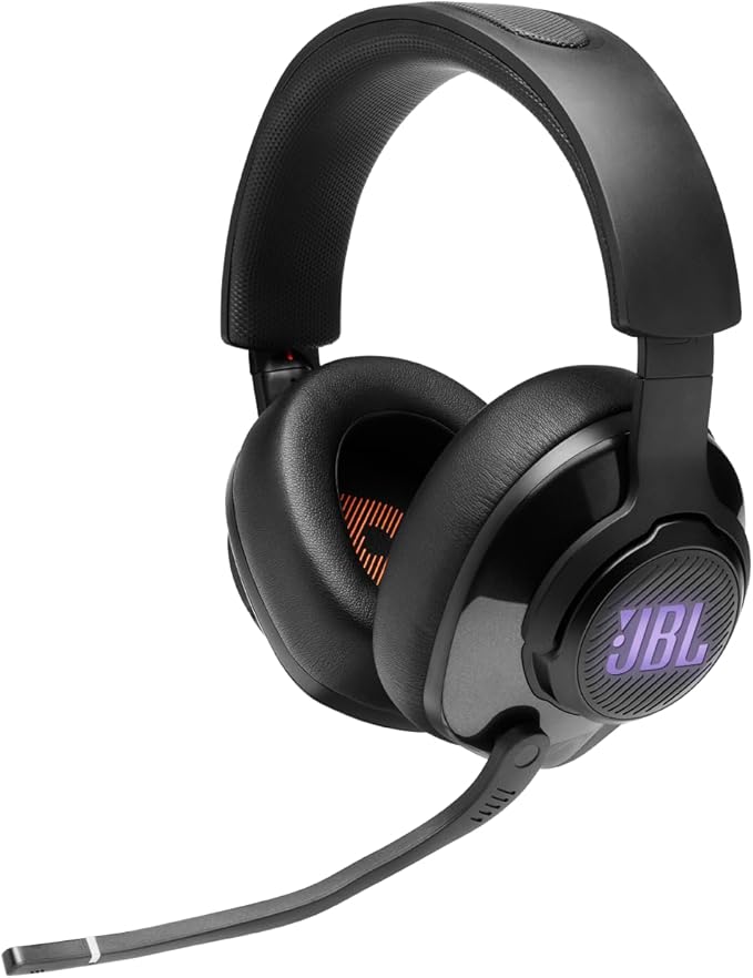 JBL Quantum 400 - Wired over-ear gaming headset with game-chat balance dial, JBL QuantumSURROUND and DTS, Voice focus directional flip-up mic and memory foam ear cushions (Black)