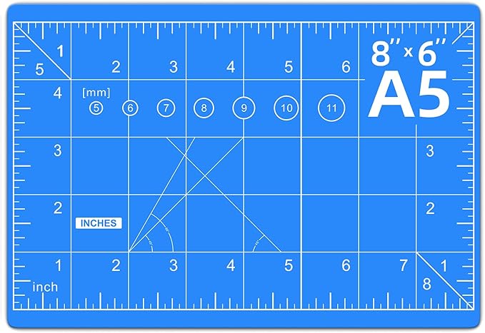 DIYSELF Cutting Mat 8in×6in, Self Healing Cutting Mat, A5 Rotary Cutting Mats for Crafts Sewing Hobby Fabric Project, 5-Ply Craft Cutting Board Double Sided, Craft Mat, Matting & Mounting Materials
