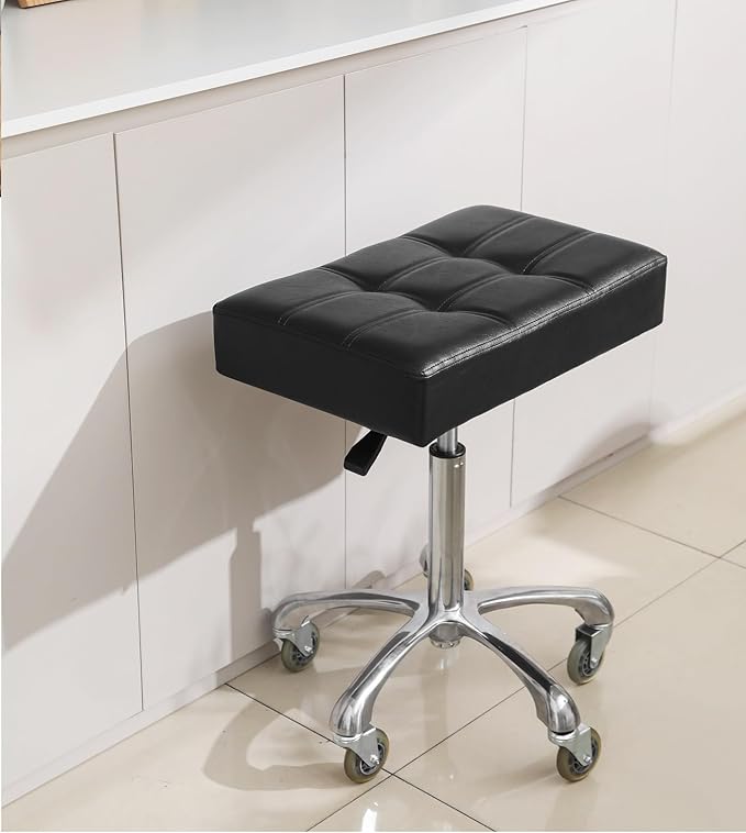 Kaleurrier Heavy Duty Stools with Wheels 400lb Backless Height Adjustable Stool - Rolling Stools Swivel Chair for Counter Bar Salon Office Home Kitchen Lab Clinic (Rolling Casters, Black)