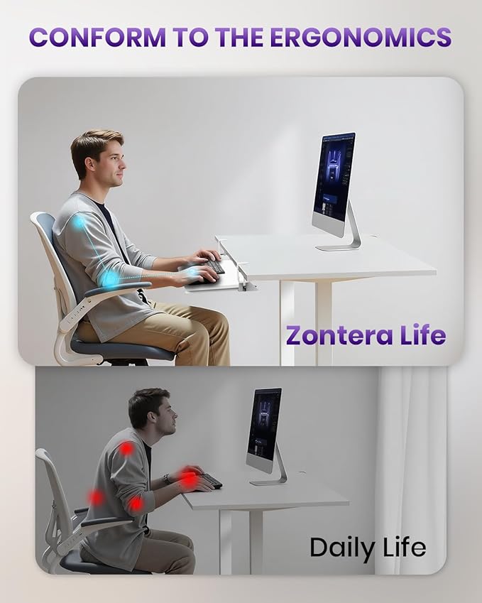Ergonomic Mouse & Keyboard Tray Under Desk, Pull Out with Adjustable C-clamp, 20 (25.9 Including Clamps) x 11.8 Inch Slide Out Computer Keyboard Drawer Mouse Tray for Typing, White