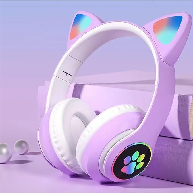 Kids Bluetooth Headphones, Kids Wireless Headphones with Microphone, HiFi Stereo Foldable Lightweight Headset (Lilac)