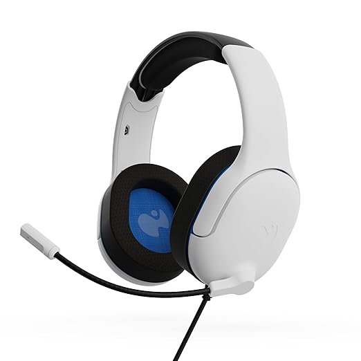 PDP AIRLITE Pro Wired Headset, Licensed Sony PlayStation 5, PlayStation 4, PS5/PS4/PS3/PC, Lightweight Durable Headphones, 3.5mm Audio Jack, Noise-canceling Flip-to-Mute Boom Mic, Frost White
