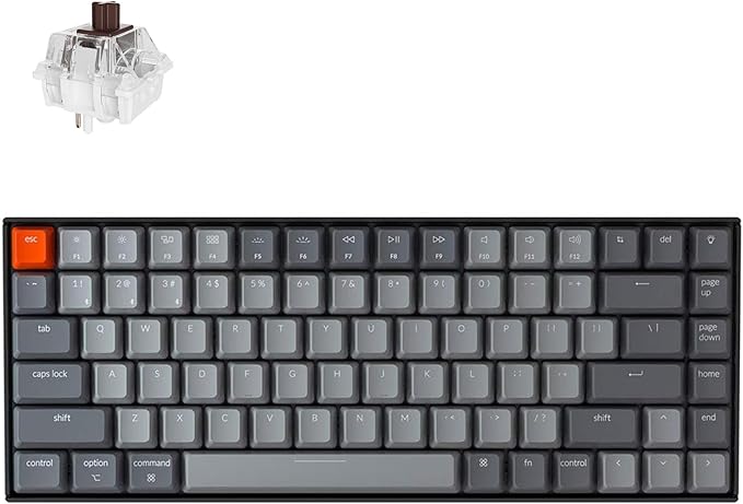 Keychron K2 75% Layout RGB Bluetooth Wireless Mechanical Keyboard with Keychron Super Brown Switch/Anti Ghosting/N-Key Rollover, Compact 84 Keys USB Wired Gaming Keyboard for Mac Windows-Version 2