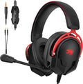 K98 Wired Gaming Headset, Durable Aluminum Frame Gaming Headset with Memory Earmuffs, 50mm Dynamic Drivers Stereo Surround Sound, Over Ear Headset for PC, PS4, PS5, Switch, Xbox One, Mac (Black)
