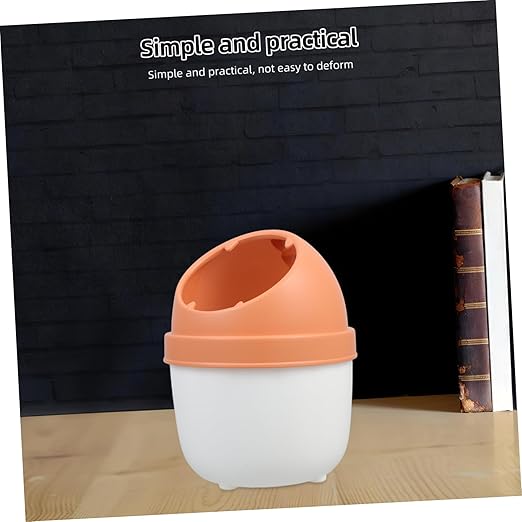 ARTIBETTER Cute Small Trash Can Lid Kawaii Dinosaur Design Desktop Waste Bin for Home Office Bathroom and Bedroom Compact -preventing Waste Holder for Small Spaces