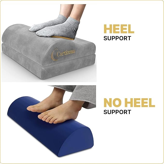 Ergonomic Foot Rest Under Desk - Non-Slip, Adjustable, Washable Covers for Pain Relief - Office, Home & Travel (Grey)