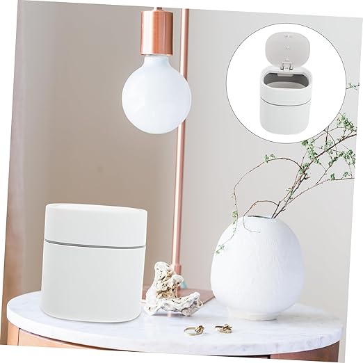 GLEAVI Slim Trash Can Lid Tiny Trash Can for Office Desktop Waste Container Bin