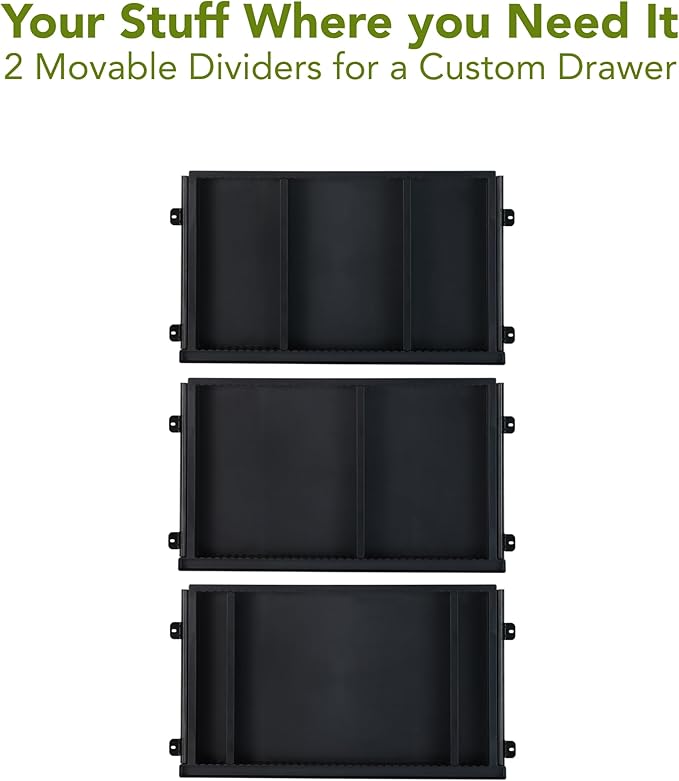 Perfect POSTURE Plastic Standing Desk Drawer – Under Desk Organzier and Storage with Dividers for Height Adjustable Desks – Black (13.25" x 23.5")