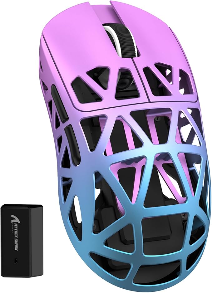 ZIYOU LANG x Attack Shark R2 Wireless Gaming Mouse, Superlight Magnesium Alloy, PAW3950 42000 DPI Optical Sensor, 8000Hz Polling Rate, 2.4G/BT/Wired Programmable Mice for Win Mac Gamer (Purple Blue)