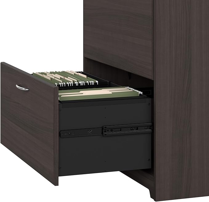 Bush Furniture L Shaped Desk with Hutch, 5 Shelf Bookcase and Lateral File Cabinet | Cabot Collection Corner Computer Table with Storage and Bookshelf
