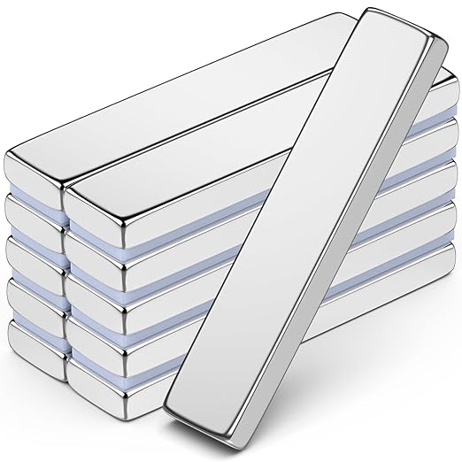 FINDMAG 10Pcs Strong Neodymium Magnets Bar, Heavy Duty Rare Earth Magnets, Rectangular Magnetic Bar, Small Powerful Magnetic Bar for Crafts Kitchen DIY Tool Storage Science Office – 50x10x4mm