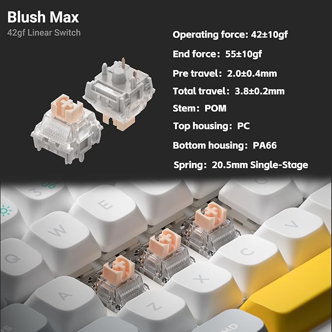 nuphy Halo75 V2 Mechancial Gaming Kyeboard,75% Wireless Hot Swappable Bluetooth Keyboard,83 Kyes RGB Backlit Keyboard,Support Bluetooth/2.4GHz/USB-C-Blue Blush Switch
