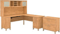 Bush Furniture Somerset 72W L Shaped Desk with Hutch and Lateral File Cabinet in Maple Cross