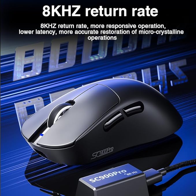 AULA SC900 Max Wireless Gaming Mouse, 30000 DPI, 750IPS, PAW3950 Sensor, 62g Lightweight Mouse, Tri-Mode 2.4Ghz/Type-C/BT5.0, Dual 8KHz Polling Rate with Rechargeable Mouse for PC/Mac/Linux(White)