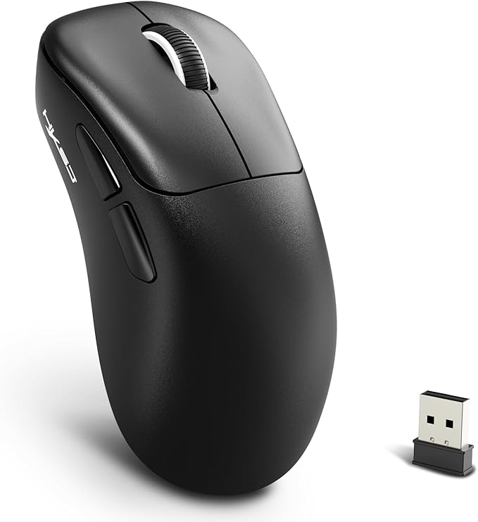 ZIYOU LANG × HXSJ T700 Wireless Gaming Mouse,Adjustable 10K DPI 1K Optical Sensor,2.4G/BT/USB-C Rechargeable 6 Programmed Buttons,56g Lightweight Right-Handed Ergonomic Computer Mice for PC/Mac-Black