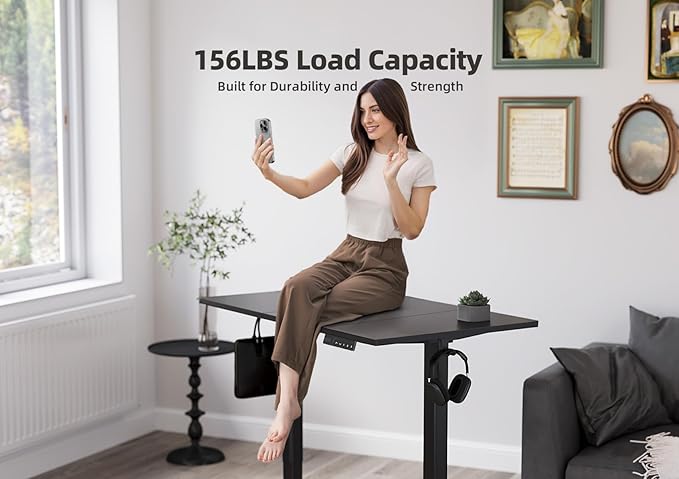 YDN Electric Standing Desk with Cable Management – Black (48")